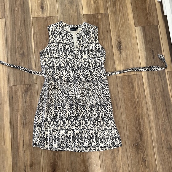 Cynthia Rowley Beige Printed Bohemian Sheath Dress Size 6 with Pockets - Picture 3 of 6